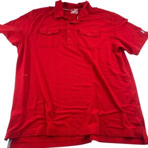 Under Armour Men's Red Polo Shirt 2XL Regular Fit Short Sleeve